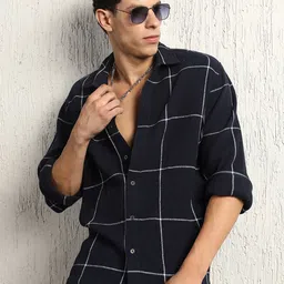 Hubberholme Oversized Cotton Casual Check Waffel Double Pocket Full Sleeve Shirt-image-81