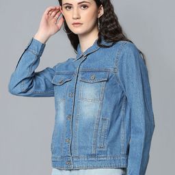 Flying Machine Women Blue Solid Lightweight Denim Jacket-picture-13