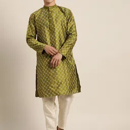 SOJANYA Men Geometric Embroidered Thread Work Kurta-image-56