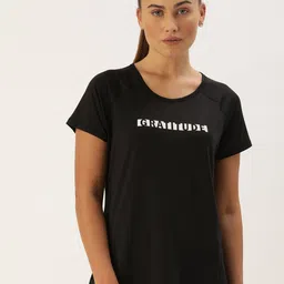 Enamor Women Black & White Printed Round Neck Lounge T-shirt-image-86