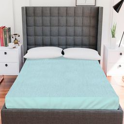 AVI Blue Solid Double Size Waterproof Mattress Protector-image-92