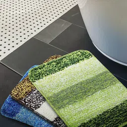 MAXNAP Sleep Support 3-Pcs Green & Brown Color-Blocked 1090 GSM Bath Rugs-image-23