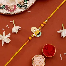 ADIVA Set Of 1 Rakhi With Roli Chawal & Greetings Card-image-36