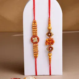 ADIVA Set Of 2 Rakhi With Roli Chawal & Greetings Card-5