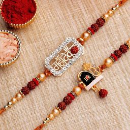 ADIVA Set Of 2 Rakhi With Roli Chawal & Greetings Card-3