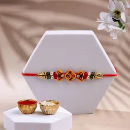 ADIVA Set Of 1 Rakhi With Roli Chawal & Greetings Card-image-41