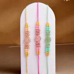 ADIVA Set Of 3 Rakhi With Roli Chawal & Greetings Card-46