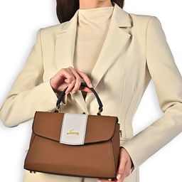 Lavie Women Colourblocked Structured Leather Handheld Bag-4