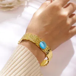 Rubans 18KT Gold-Plated Tarnish-Free Gemstone Studded Bangle-Style Bracelet-43
