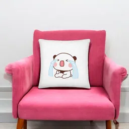 Anikmart White & Blue Printed Square Shaped Pre-Filled Cushion-10