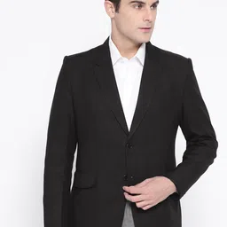 Luxrio Men Black Solid Twill Slim Fit Single-Breasted Formal Blazer-image-14
