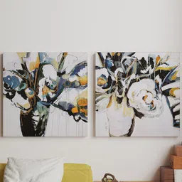 Art Street White & Blue 2-Pieces Floral Blooms Printed Framed Wall Art-image-76