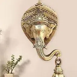 The Advitya Lord Ganesha Face On Leaf With Bells Lord Ganesha Face On Leaf With Bells-image-46