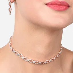 Zaveri Pearls Rose Gold-Plated Cubic Zirconia-Studded Jewellery Set-image-67
