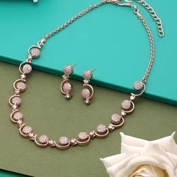 Zaveri Pearls Rose Gold-Plated Cubic Zirconia-Studded Jewellery Set-41
