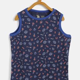 U.S. Polo Assn. Kids Boys Blue & Red Cotton Printed Round Neck Sleeveless T-shirt-image-45