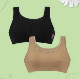 Girls Pack Of 2 Double Layer Premium Cotton Seemless Cup Beginners Bra DCBR6208/xxxs-19