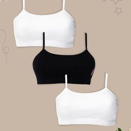 Girls Pack Of 3 Double Layer Premium Cotton Non-Wired Non Padded Beginners Bra DCBRJU6864/xxxs-56