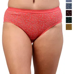 Feelings Pack Of 6 Assorted Floral Printed Cotton Mid-Rise Anti Microbial Basic Briefs-picture-17