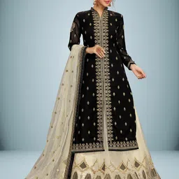 Trendmalls Women Floral Embroidered Regular Beads and Stones Kurta with Skirt & Dupatta-picture-14