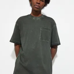 max Round Neck Drop Shoulder Sleeves Cotton Oversized T-shirt-image-14