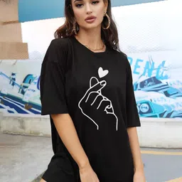 SZN Women Graphic Printed Round Neck Cotton Oversized T-shirt-picture-0