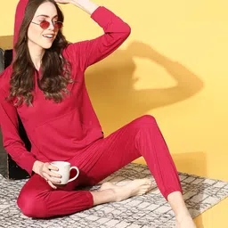 Bannos Swagger Bright Fuchsia Solid Leisure Set Co-Ords-image-101