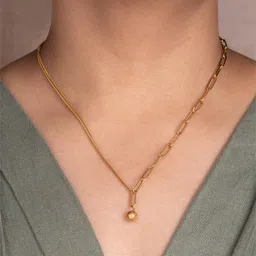 ARTKLIM Stainless Steel Gold-Plated Round Shaped Pendant with Chain-15