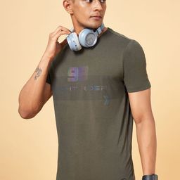 Ajile by Pantaloons Typography Round Neck Half Sleeves Applique Slim Fit Sports T-shirt-image-44