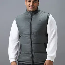 Urbano Plus Men Plus Size Sleeveless Zippered Puffer Jacket-41