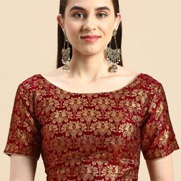 flaher Women Ethnic Motifs Woven Design Art Silk Padded Blouse-image-3