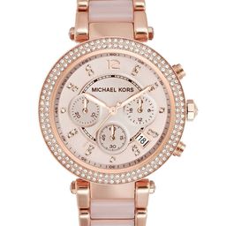Michael Kors Women Chronograph Dusty Pink Stone-Studded Dial Watch 5896I-51