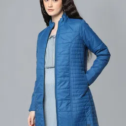 Flying Machine Women Navy Blue Solid Lightweight Padded Jacket-24