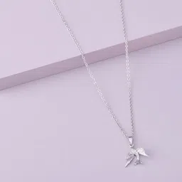Kushal's Fashion Jewellery Rhodium-Plated Zircon Studded Pendant with Chain-image-91