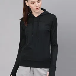 HRX by Hrithik Roshan Women Black solid Training Hooded RAPID-DRY Sweatshirt-image-54