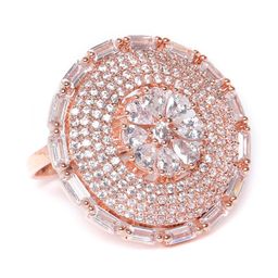 JEWELS GEHNA Rose Gold-Plated AD-Studded Handcrafted Adjustable Circular Finger Ring-image-6