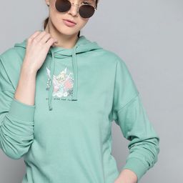 Kook N Keech Disney Women Green Tinkerbell Print Hooded Sweatshirt-image-20