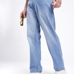 glitchez Men Embroidered Straight Heavy Fade Stretchable Jeans-image-85