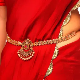 Yellow Chimes Women Multicolored Crystal Studded Traditional Bridal Kamarbandh/Waist chain-12