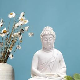 The Advitya White Meditating Buddha Sitting Showpiece-52
