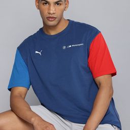 PUMA Motorsport BMW M Logo Printed Drop-Shoulder Sleeves Relaxed Fit Pure Cotton T-shirt-image-63
