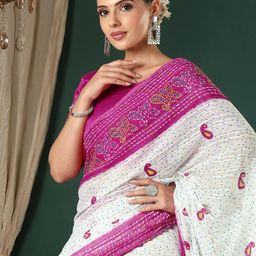 HERE&NOW Women Kalamkari Pure Georgette Designer Saree-picture-27
