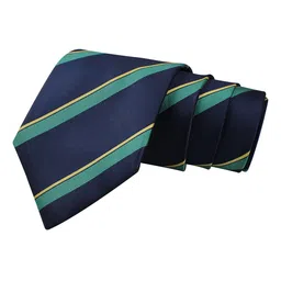 PELUCHE Men Navy Blue & Yellow Striped Broad Tie-picture-35