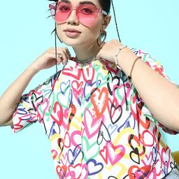 Berrylush Women Printed Drop-Shoulder Sleeves T-shirt-image-86