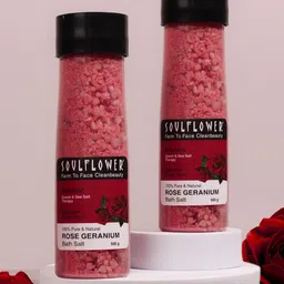 Soulflower Unisex Pack of 2 Rose Geranium Sustainable Bath Salt-58