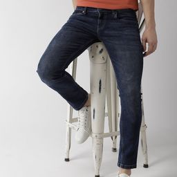 Mast & Harbour Men Navy Blue Slim Tapered Fit Mid-Rise Clean Look Stretchable Jeans-image-55