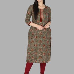 KANNAHI Women Floral Printed Pure Cotton Straight Kurta-image-66