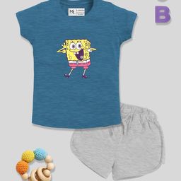 YK X Minute Mirth Infants Girls Printed Pure Cotton T-shirt with Shorts-image-9