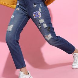 Tokyo Talkies Women Stunning Blue Mom Fit Cropped Jeans-image-58