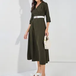 Styli Solid Wrap Maxi Dress with Belt-image-51
